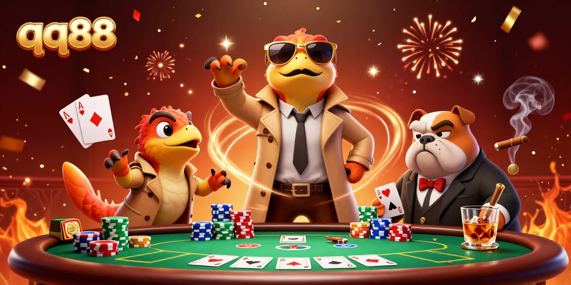 Experience thrilling casino action with qq88 as cartoon raptors in disguise attempt entry into a VIP lounge.