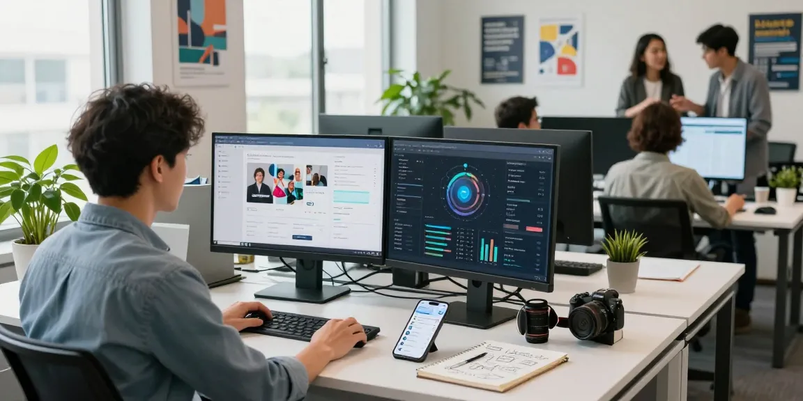 Marketer analyzing hot ai data insights in a modern office setting
