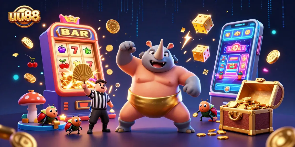 Watch the uu88 rhinoceros beetle sumo champion stomp to victory amidst a golden jackpot explosion!