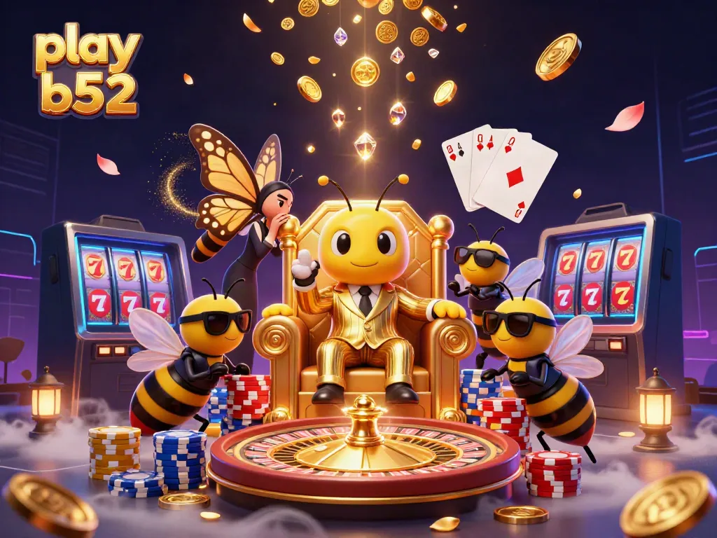 Play B52 excitingly with a bumblebee mob boss and rich casino elements in a vibrant scene