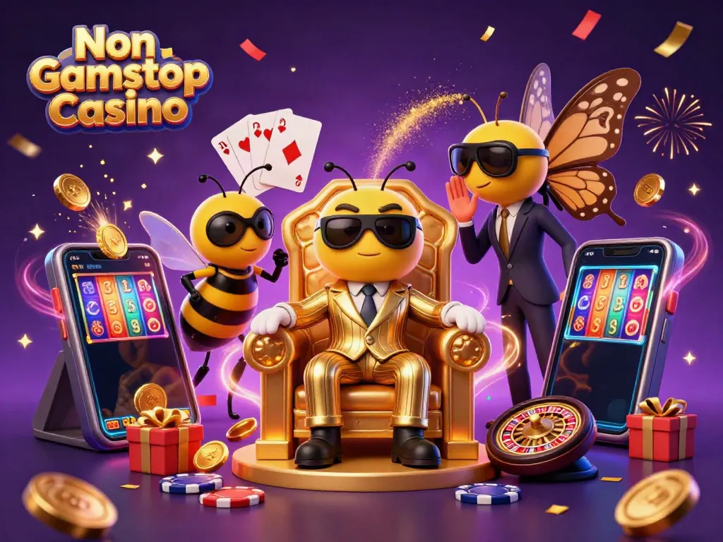 Experience the thrill at Non Gamstop Casino with vibrant casino elements and a dynamic bumblebee mob boss