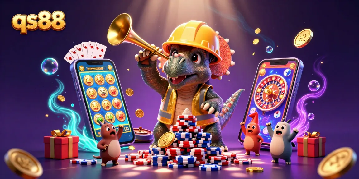 Join the action of qs88 with 3D characters celebrating a jackpot in a vibrant casino scene.