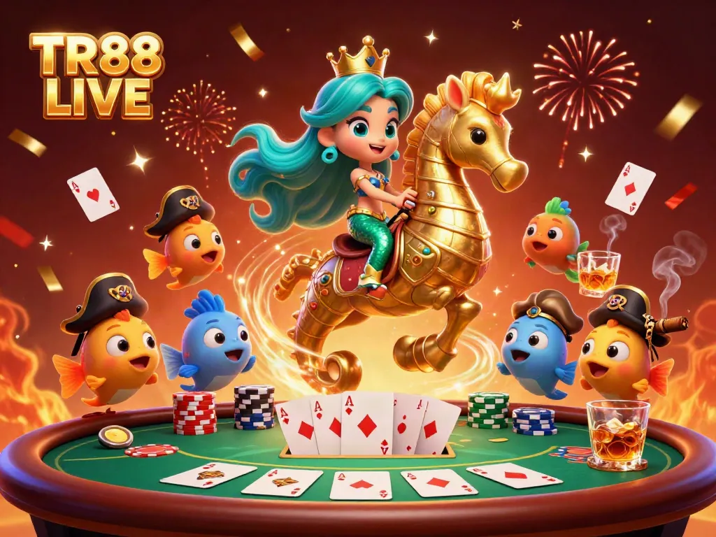 Experience gameplay excitement with TR88 LIVE, featuring a mermaid princess and poker elements.