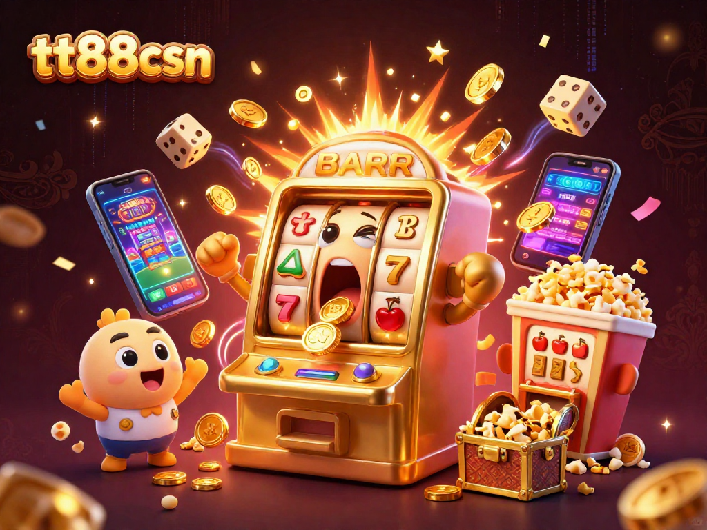 Watch the tt88csn slot machine celebrate its jackpot with coins pouring and baby machines cheering.