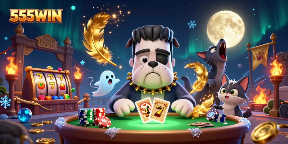 Experience the thrilling excitement of 555WIN with a vibrant casino scene featuring dynamic characters and rich gaming elements.