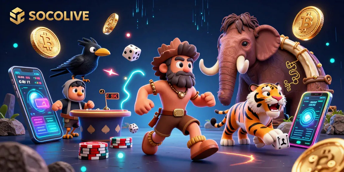 SOCOLIVE offers a dynamic prehistoric casino experience with engaging characters and vibrant elements!