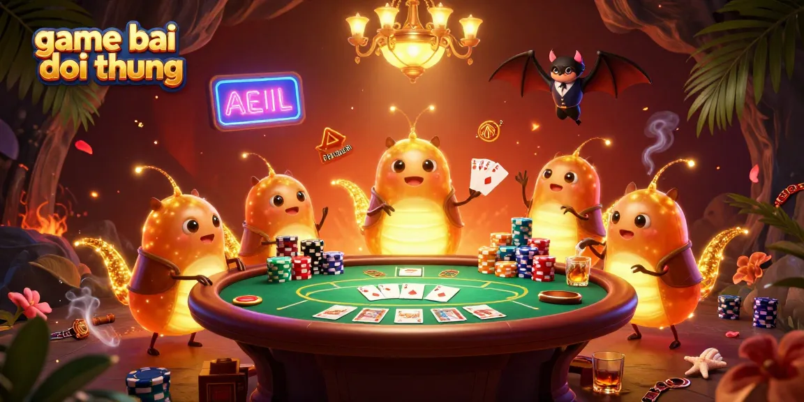 Experience vibrant game bai doi thuong with glowworms lighting the cavernous casino scene, showcasing poker excitement.