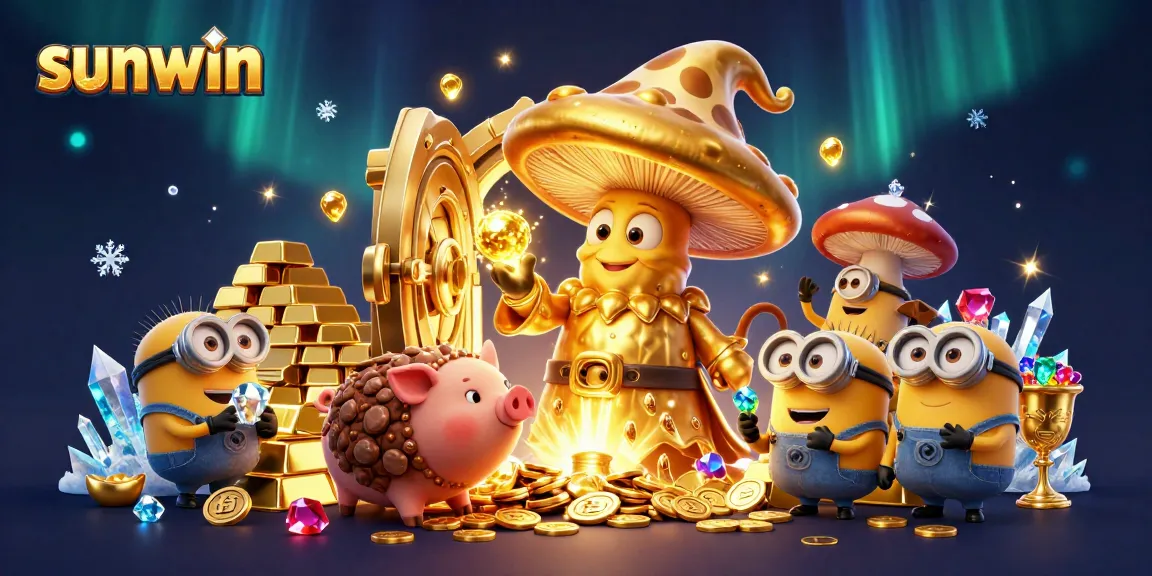 Spin and win with sunwin's magical scene featuring treasures and adventure in a vibrant casino world.