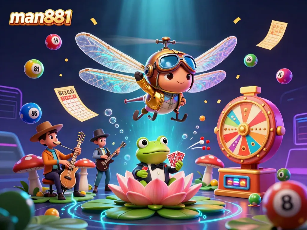 Interact with thrilling casino games at man881, featuring vibrant characters and dynamic game elements.