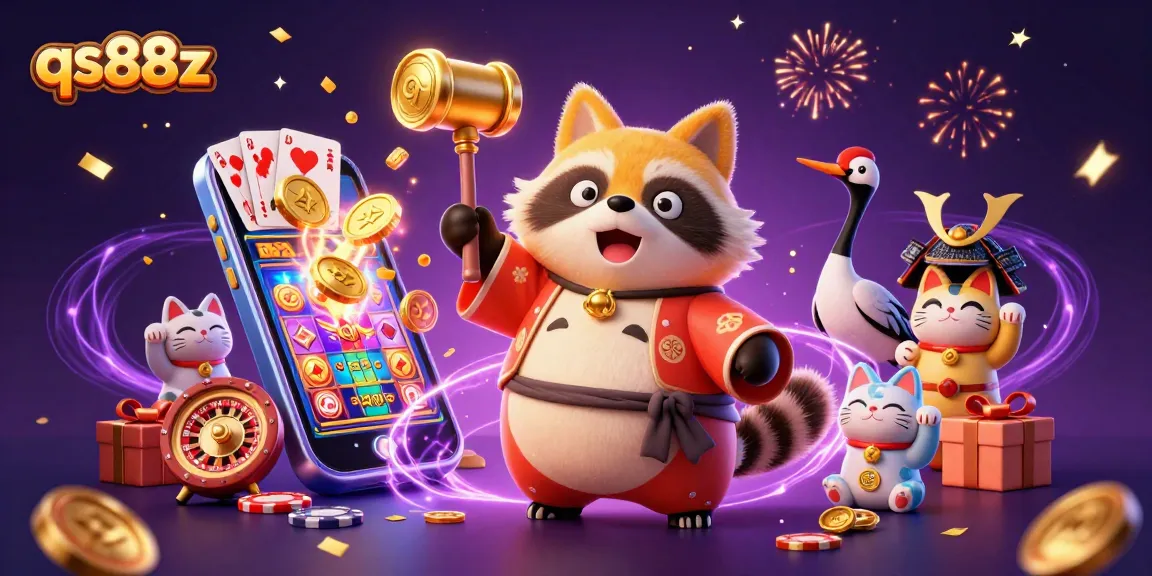 Engage with qs88z's vibrant casino experience featuring cheerful characters and slot game excitement.