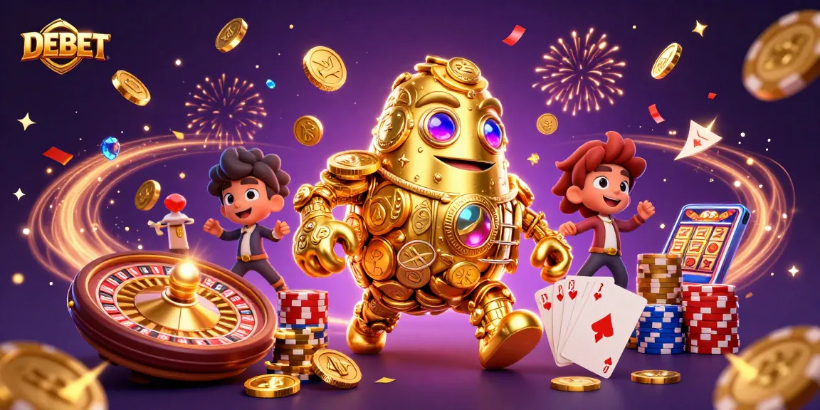 DEBET elevates casino gaming with a dazzling display of winning elements and vibrant energy.