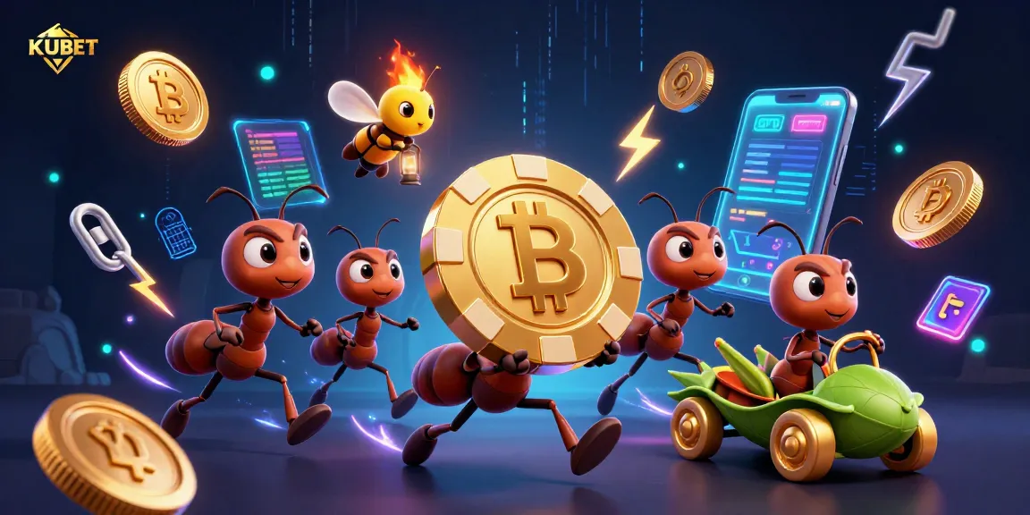 KUBET engages players in a heist with golden chips amid vibrant crypto elements and dynamic casino energy.