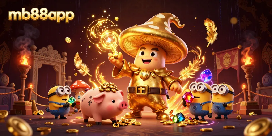 Win big at mb88app with vibrant characters and magical jackpot treasures in a thrilling casino scene.