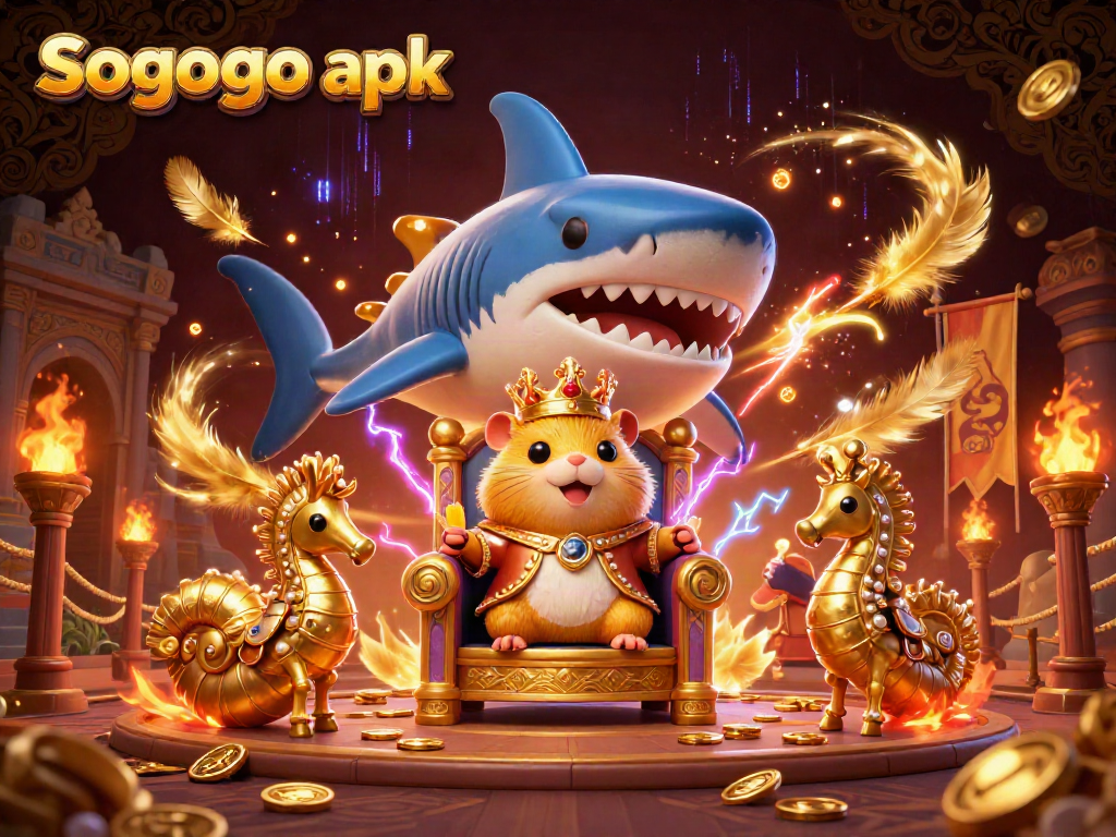 Sogogo apk offers thrilling adventures with a regal hamster king amidst vibrant casino elements.
