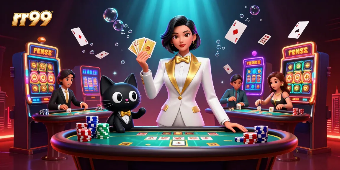 Experience winning strategies with rr99 casino elements including poker chips and slot machines in a vibrant 3D scene.