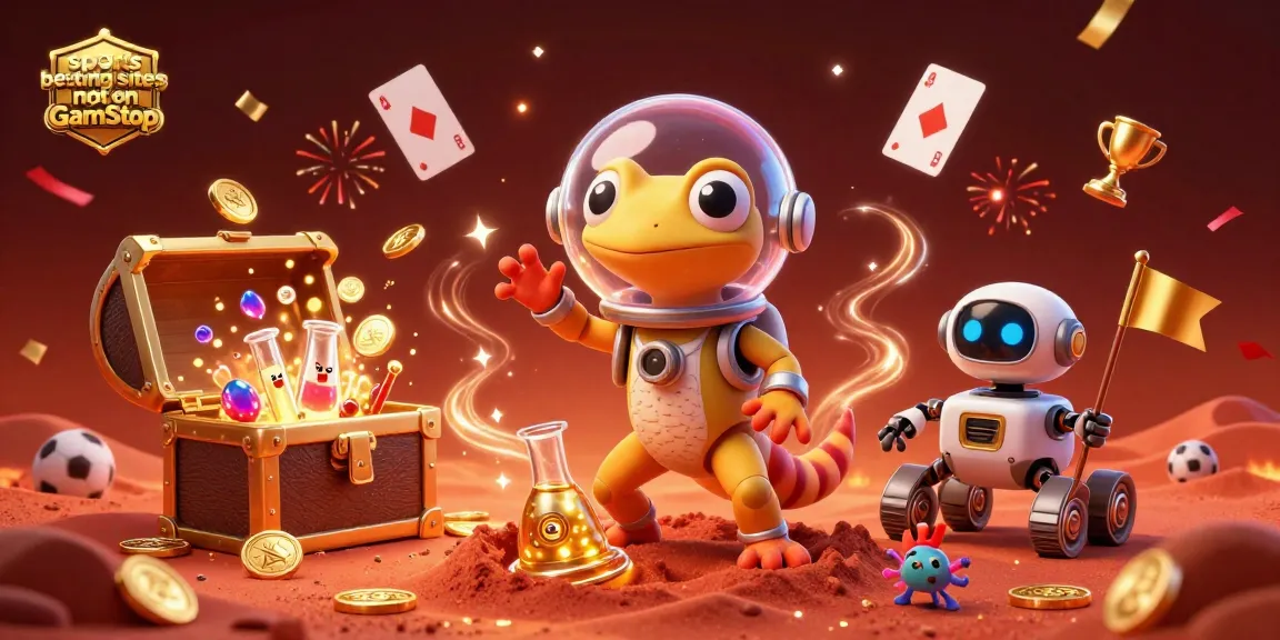 Experience the excitement of sports betting sites not on GamStop in a vibrant, detailed Martian casino scene.