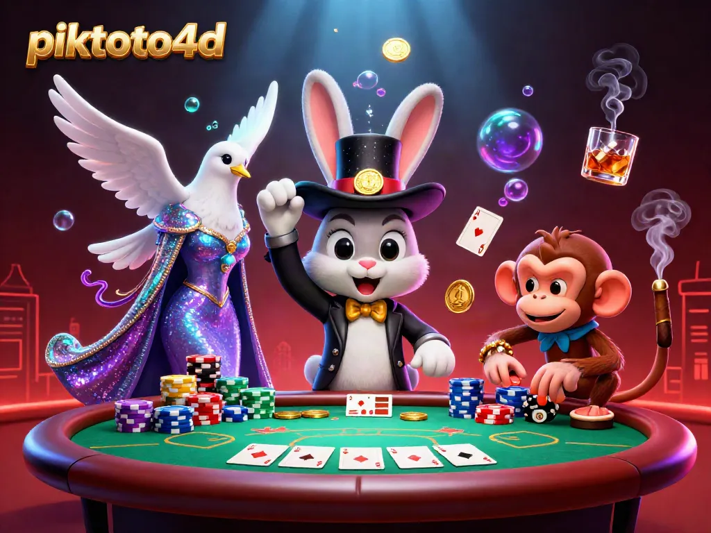 Engage in thrilling gameplay with piktoto4d's magical rabbit and vibrant casino characters