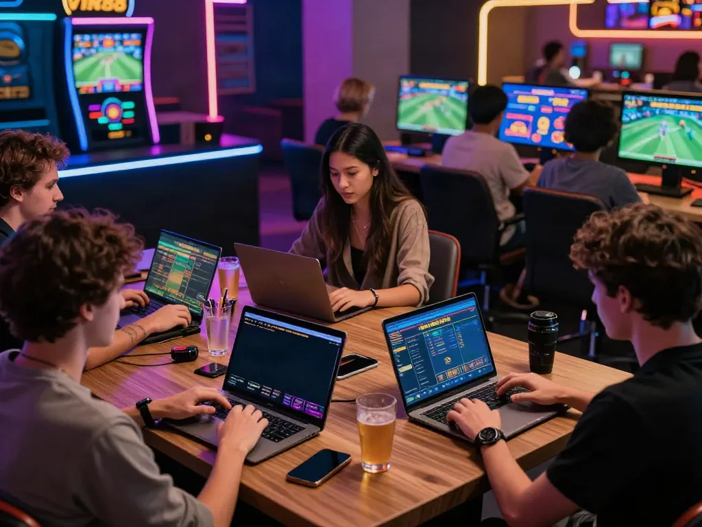 Exciting online betting scene at VIN88 showcasing diverse players engaged in gaming activities.