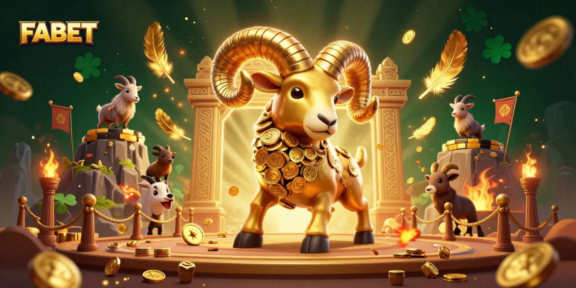 Experience thrilling bets at FABET with dynamic golden ram casino illustration.