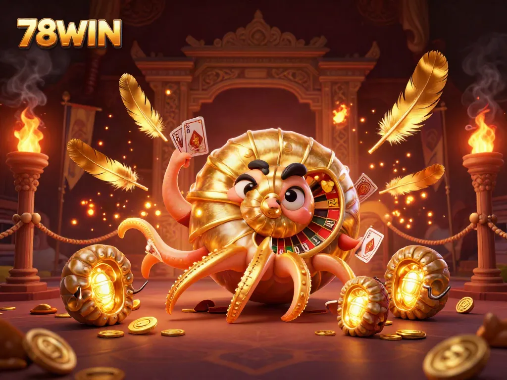 Experience thrilling gameplay at 78WIN with a glowing nautilus and dazzling casino elements.