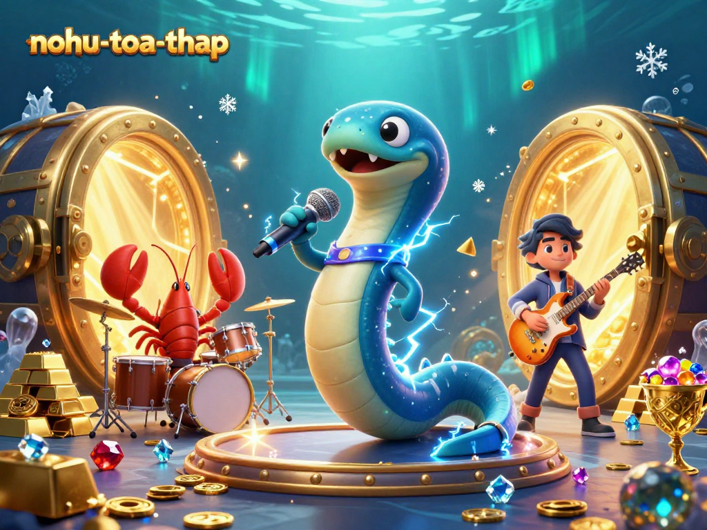 Experience thrilling wins with nohu-toa-thap in an underwater casino, featuring exciting game elements and vibrant characters.