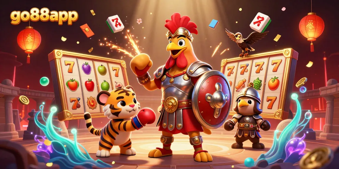 Experience gaming excitement with the go88app in a vibrant casino-themed illustration.