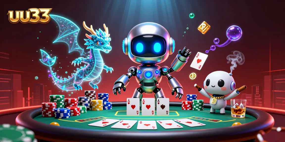 Experience the thrill of uu33 with our cyberpunk casino robot, poker elements, and unique digital companions.