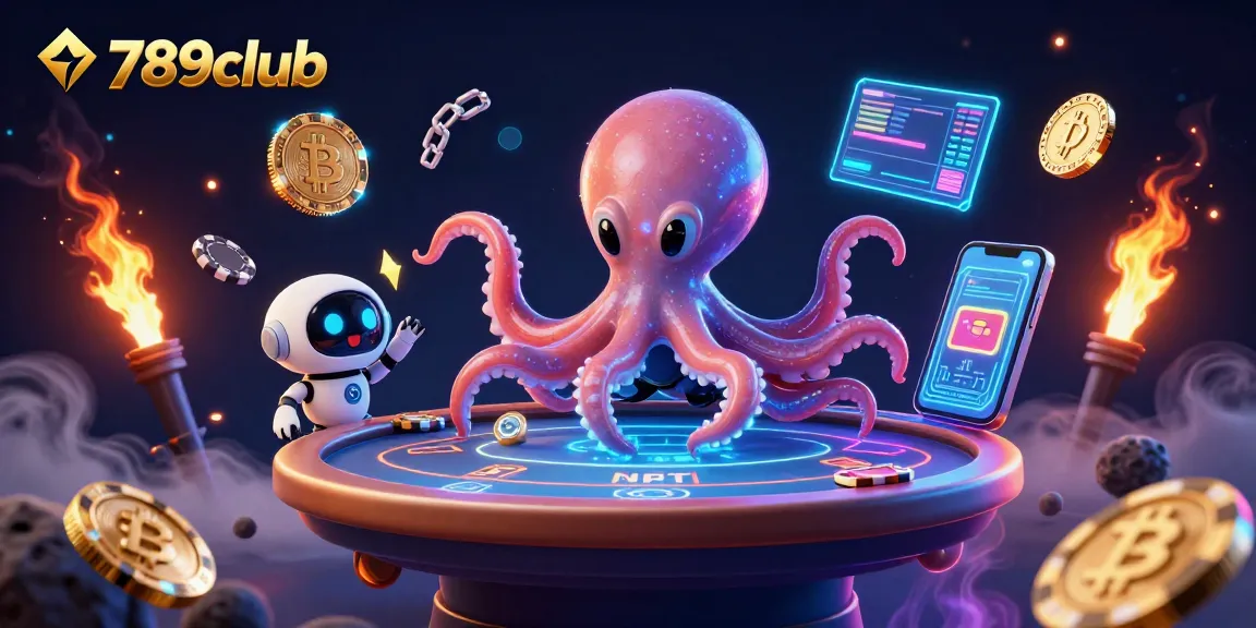 Experience 789club's vibrant casino atmosphere with the alien octopus mastering holographic poker.