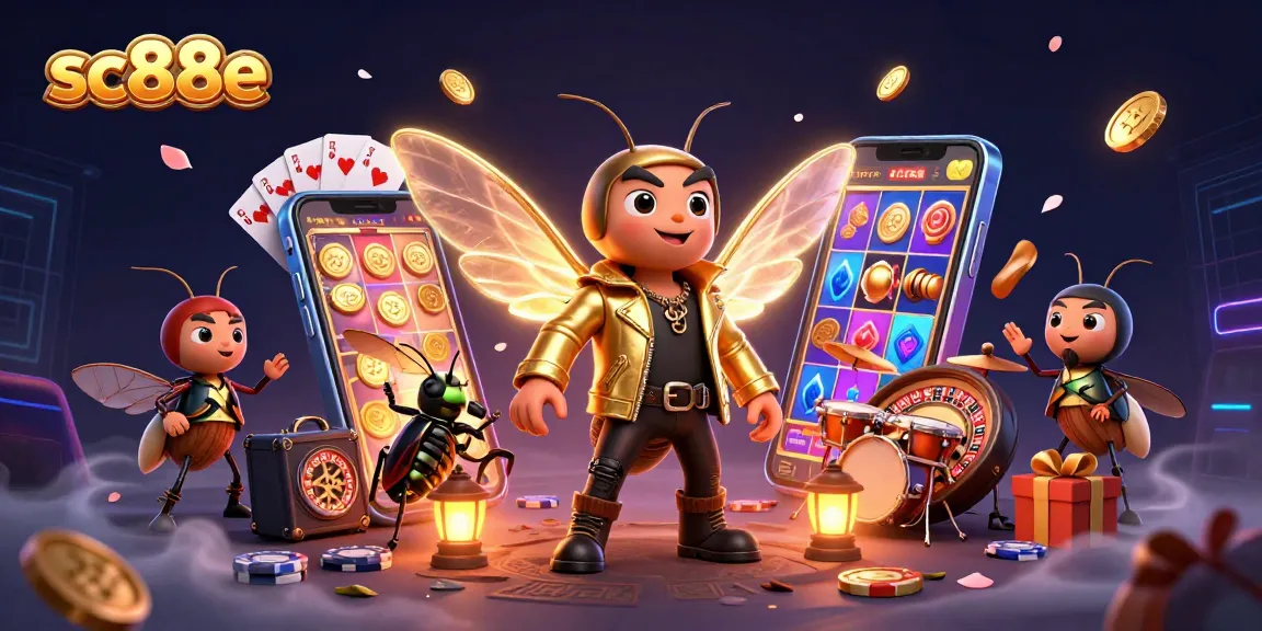 Engage with sc88e's vibrant casino adventure featuring a rockstar cicada and dynamic game elements.