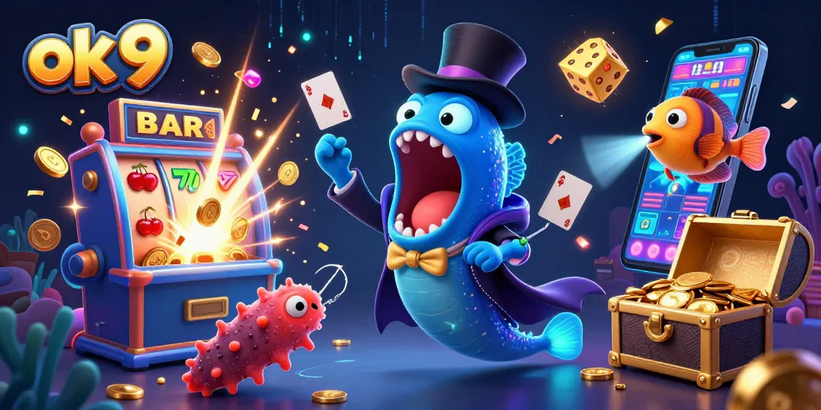 Experience thrilling slot action with ok 9 in a vibrant underwater casino scene featuring magical creatures.