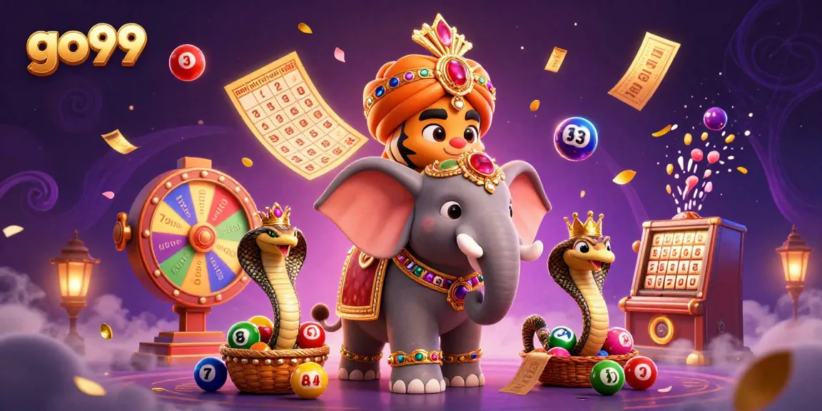 go99 captures a vibrant gambling scene with a maharaja tiger, elephant, and lottery elements.